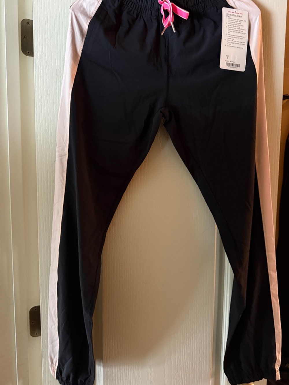 lululemon athletica Black Sweatpants with Pink Side Panels and Pink Drawstring